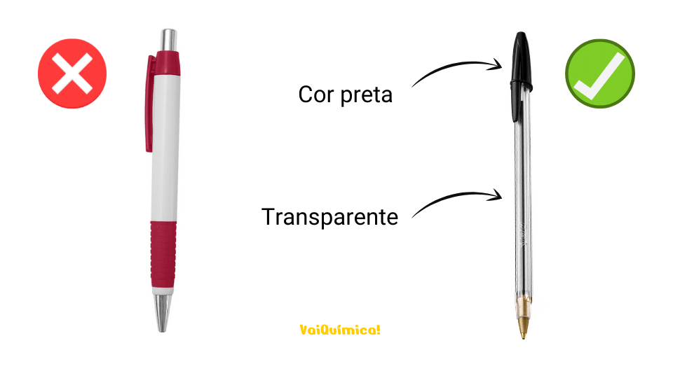 imagem exemplificando a caneta que deve ser usada no enem